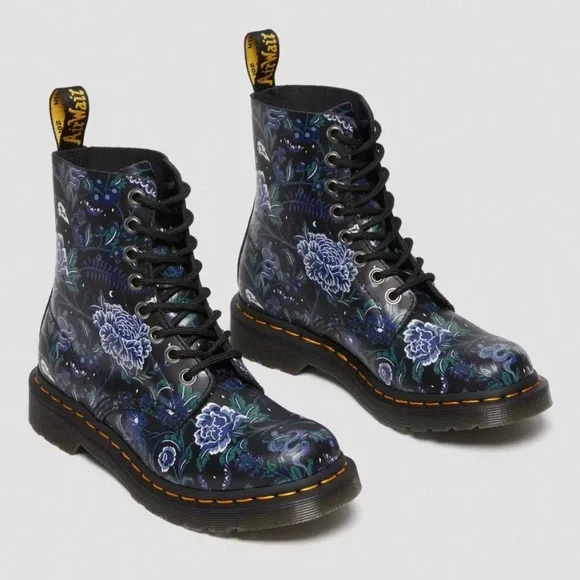 Dr. Martens 1460 Pascal Women's Boots Size 7 (38) Mystic Floral Black Combat - Picture 2 of 15